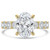 Oval Diamond Shared U-Shape Prong Solitaire with Accents Engagement Ring in Yellow Gold (MVSLG1661-Y)