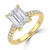 Emerald Diamond Cathedral Solitaire with Accents Engagement Ring in Yellow Gold (MVSLG1683-Y)