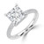 Princess Diamond Hidden Halo Three Row Pave Solitaire with Accents Engagement Ring in White Gold (MVSLG1696-W)