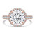 Round Lab Created Diamond Halo Engagement Ring in Rose Gold with Accented Basket and Sides (MVSLG1698-R)