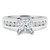Princess Lab Created Diamond Cathedral V-Prong Solitaire with Accents Engagement Ring in White Gold with Channel Set Accents (MVSLG1048-W)