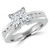 Princess Lab Created Diamond Cathedral V-Prong Solitaire with Accents Engagement Ring in White Gold with Channel Set Accents (MVSLG1048-W)