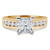 Princess Lab Created Diamond Cathedral V-Prong Solitaire with Accents Engagement Ring in Yellow Gold with Channel Set Accents (MVSLG1048-Y)
