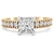 Princess Lab Created Diamond V-Prong Solitaire with Accents Engagement Ring in Yellow Gold (MVSLG1059-Y)