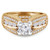 Round Lab Created Diamond Vintage Split-Shank Three-Row Cathedral Diamond Bridge Solitaire with Accents Engagement Ring in Yellow Gold (MVSLG1080-Y)