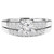 Round Lab Created Diamond Vintage Reverse Tapered Solitaire with Accents Engagement Ring and Wedding Band Set Ring in White Gold (MVSLG1085-W)