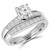 Round Lab Created Diamond Vintage Reverse Tapered Solitaire with Accents Engagement Ring and Wedding Band Set Ring in White Gold (MVSLG1085-W)