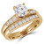Round Lab Created Diamond Vintage Reverse Tapered Solitaire with Accents Engagement Ring and Wedding Band Set Ring in Yellow Gold (MVSLG1085-Y)