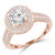 Round Lab Created Diamond Vintage Cathedral Diamond Bridge Round Halo Engagement Ring in Rose Gold (MVSLG1097-R)