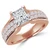 Princess Lab Created Diamond Two-Row Solitaire with Accents Engagement Ring in Rose Gold (MVSLG1106-R)