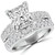 Princess Lab Created Diamond V-Prong Solitaire with Accents Engagement Ring and Wedding Band Set Ring in White Gold (MVSLG1121-W)