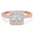 Princess Lab Created Diamond Cathedral Square Halo Engagement Ring in Rose Gold (MVSLG1129-R)