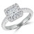Princess Lab Created Diamond Cathedral Square Halo Engagement Ring in White Gold (MVSLG1129-W)