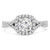 Round Lab Created Diamond Twisted Split-Shank Cathedral Diamond Bridge Cushion Halo Engagement Ring in White Gold (MVSLG1161-W)