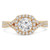 Round Lab Created Diamond Twisted Split-Shank Cathedral Diamond Bridge Cushion Halo Engagement Ring in Yellow Gold (MVSLG1161-Y)