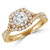Round Lab Created Diamond Twisted Split-Shank Cathedral Diamond Bridge Cushion Halo Engagement Ring in Yellow Gold (MVSLG1161-Y)