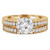Round Lab Created Diamond Solitaire with Accents Engagement Ring and Wedding Band Set Ring in Yellow Gold (MVSLG1164-Y)