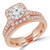 Round Lab Created Diamond Cathedral Cushion Solitaire with Accents Engagement Ring and Wedding Band Set Ring in Rose Gold (MVSLG1165-R)