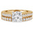 Round Lab Created Diamond Cathedral Solitaire with Accents Engagement Ring and Wedding Band Set Ring in Yellow Gold (MVSLG1168-Y)