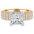 Princess Lab Created Diamond Solitaire with Accents Engagement Ring and Wedding Band Set Ring in Yellow Gold (MVSLG1169-Y)