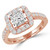 Princess Lab Created Diamond Cathedral Open Bridge V-Prong Cushion Halo Engagement Ring in Rose Gold (MVSLG1171-R)