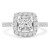 Princess Lab Created Diamond Cathedral Open Bridge V-Prong Cushion Halo Engagement Ring in White Gold (MVSLG1171-W)