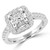 Princess Lab Created Diamond Cathedral Open Bridge V-Prong Cushion Halo Engagement Ring in White Gold (MVSLG1171-W)