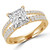 Princess Lab Created Diamond Three-Row Split-Shank Solitaire with Accents Engagement Ring in Yellow Gold (MVSLG1186-Y)