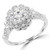 Round Lab Created Diamond Cathedral Vintage Floral Halo Engagement Ring in White Gold (MVSLG1197-W)