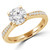 Round Lab Created Diamond Tapered Cathedral Solitaire with Accents Engagement Ring in Yellow Gold (MVSLG1202-Y)