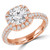 Round Lab Created Diamond Three-Row Open Bridge Cushion Halo Engagement Ring in Rose Gold (MVSLG1221-R)