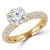 Round Lab Created Diamond Three-Row Solitaire with Accents Engagement Ring in Yellow Gold (MVSLG1222-Y)