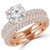 Round Lab Created Diamond Three-Row Solitaire with Accents Engagement Ring and Wedding Band Set Ring in Rose Gold (MVSLG1223-R)