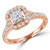 Princess Lab Created Diamond Split-Shank Radiant Halo Engagement Ring in Rose Gold (MVSLG1225-R)