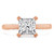 Princess Lab Created Diamond Vintage Tapered Cathedral Hidden Halo Solitaire with Accents Engagement Ring in Rose Gold (MVSLG1227-R)