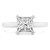Princess Lab Created Diamond Vintage Tapered Cathedral Hidden Halo Solitaire with Accents Engagement Ring in White Gold (MVSLG1227-W)