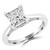Princess Lab Created Diamond Vintage Tapered Cathedral Hidden Halo Solitaire with Accents Engagement Ring in White Gold (MVSLG1227-W)