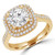Round Lab Created Diamond Tapered Double Cushion Halo Engagement Ring in Yellow Gold (MVSLG1229-Y)
