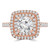 Round Lab Created Diamond Cathedral Double Cushion Halo Engagement Ring in Rose Gold (MVSLG1241-R)