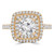Round Lab Created Diamond Cathedral Double Cushion Halo Engagement Ring in Yellow Gold (MVSLG1241-Y)