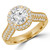 Round Lab Created Diamond Vintage Cathedral Rollover  Halo Engagement Ring in Yellow Gold with Accents (MVSLG1259-Y)