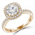 Round Lab Created Diamond Cushion Rollover Halo Engagement Ring in Yellow Gold with Accents (MVSLG1291-Y)