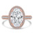 Oval Lab Created Diamond Three-row Pave Rollover Halo Engagement Ring in Rose Gold with Accented Basket and Bridge (MVSLG1699-R)