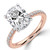 Cushion Lab Created Diamond Hidden Halo Solitaire with Accents Engagement Ring in Rose Gold & White Gold (MVSLG1701-R)