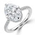 Oval Lab Created Diamond Compass Set Hidden Halo Solitaire with Accents Engagement Ring in White Gold with Open Bridge (MVSLG1706-W)