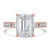 Emerald Lab Created Diamond Hidden Halo Solitaire with Accents Engagement Ring in Rose Gold with U-Prong Set Baguette Accents (MVSLG1708-R)