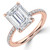 Emerald Lab Created Diamond Hidden Halo Solitaire with Accents Engagement Ring in Rose Gold with Open Bridge (MVSLG1715-R)