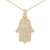 Multi-Shaped Diamond Marquise Eye Hamsa Symbolic Pendant Necklace in Yellow Gold with Jump Loops (MDR260064)