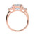 Emerald Diamond with Trapazoid Sidestones Three-Stone Engagement Ring in Rose Gold (MVSX1035-R)