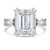Emerald Diamond with Baguette Sidestones Three-Stone Engagement Ring in White Gold (MVSX1036-W)